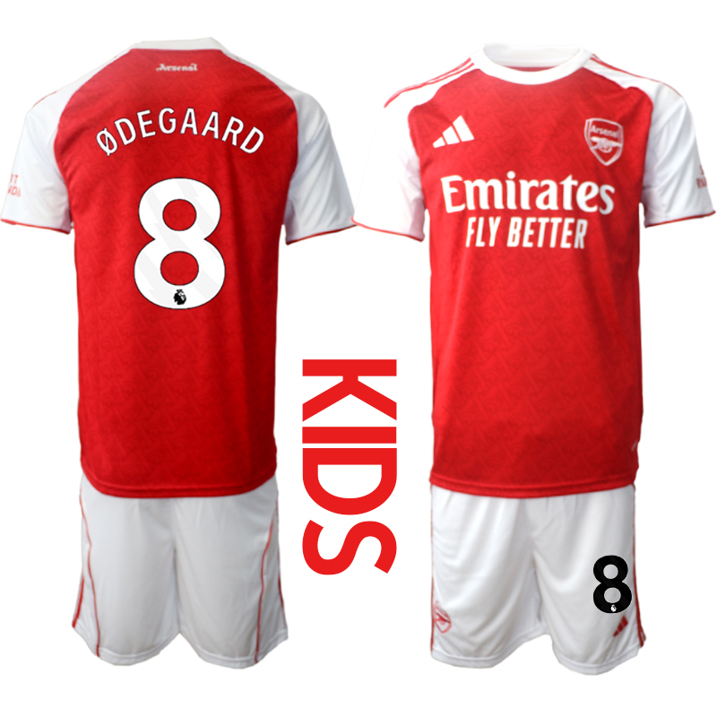 Youth 2025-2026 Club Arsenal home red #8 Soccer Jersey 01